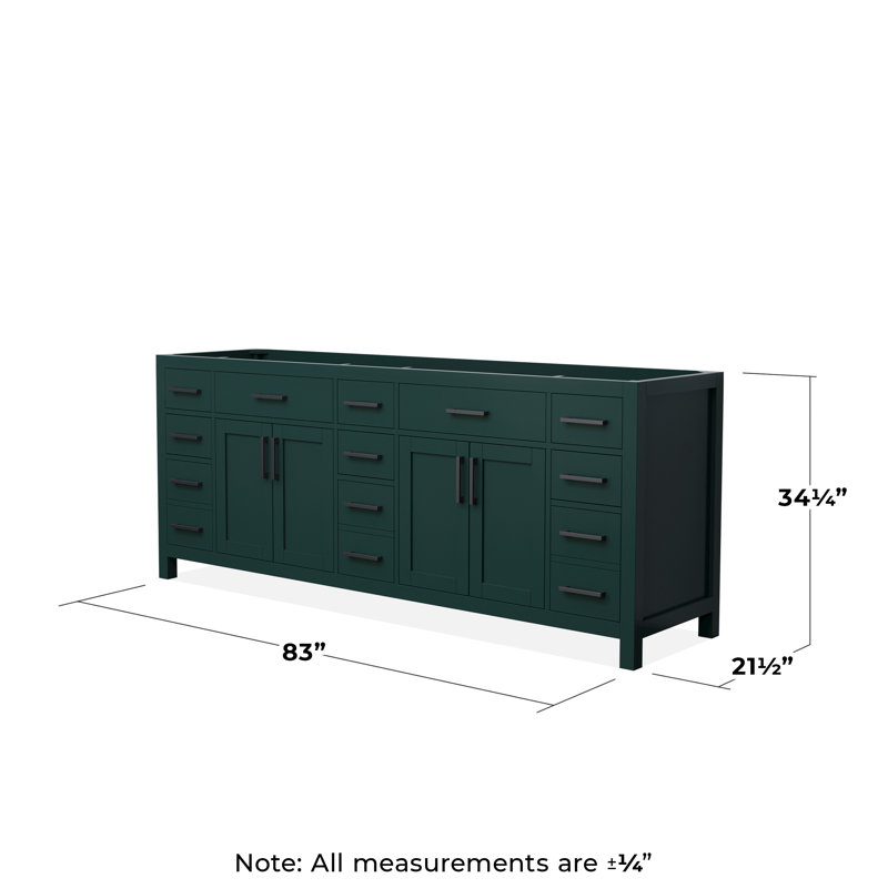 Base de meuble-lavabo double autoportante de 83 po Beckett, Vert / noir mat