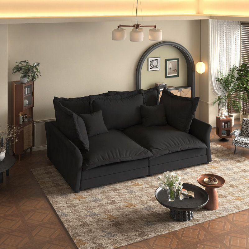 Canapé convertible confortable avec coussins moelleux et composants amovibles pour une utilisation polyvalente, Noir