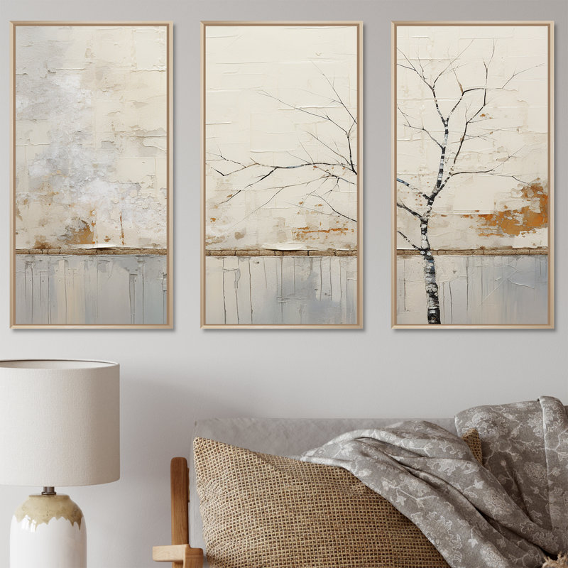 «Simplicity Winter Dream III», ensemble d'art mural paysage d'hiver, H 40 po x l 60 po x P 1 po, Cadre naturel flottant