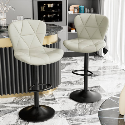 Higginsport Swivel Upholstered Adjustable Height Counter Stool with Metal Frame