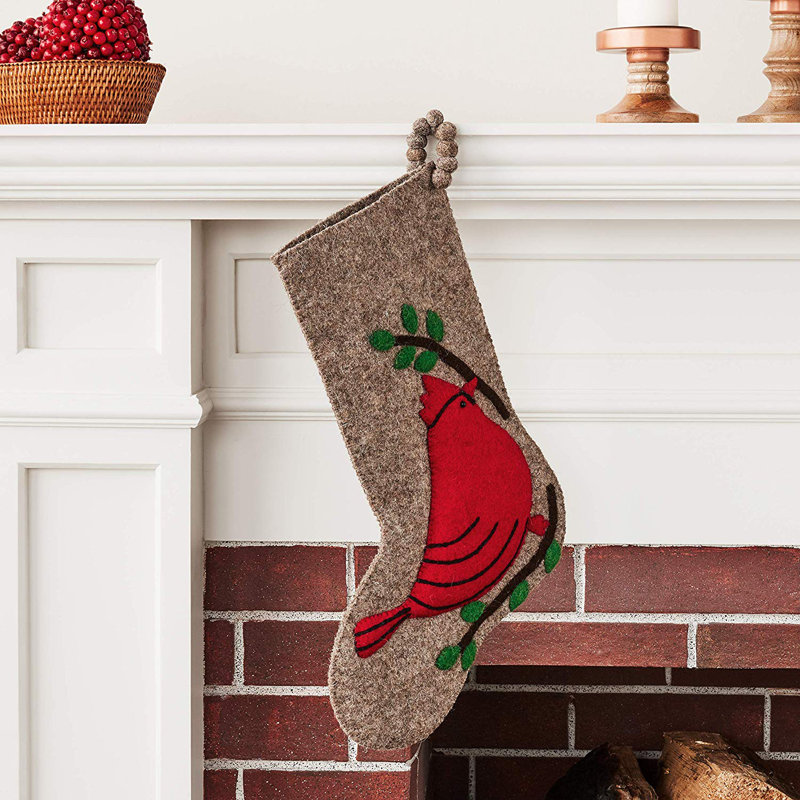 Hand-Felted Wool Christmas Cardinal Stocking