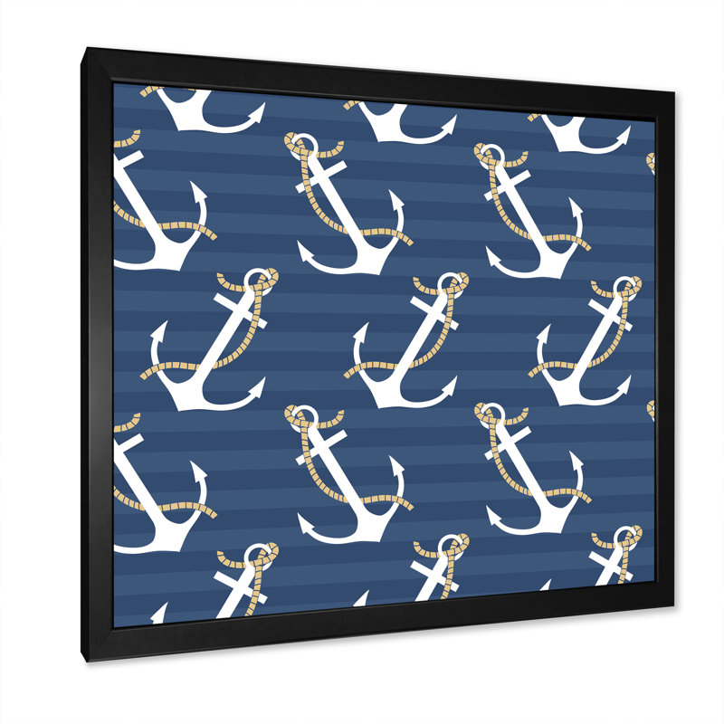 Motif d'ancres - peinture, Cadre photo noir, H 16 po x l 16 po