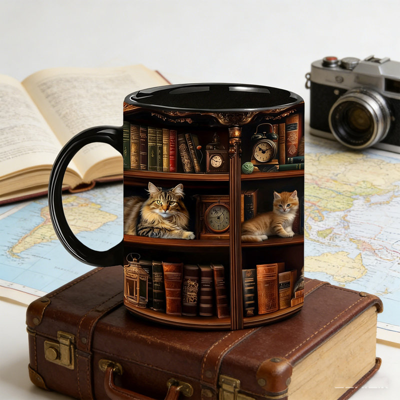 Ceramic cup 11oz Bookcase Coffee Cup