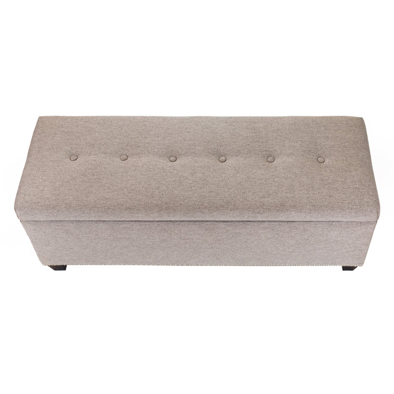 Lalonde Polyester Blend Upholstered Storage Bench, Mink, Yes