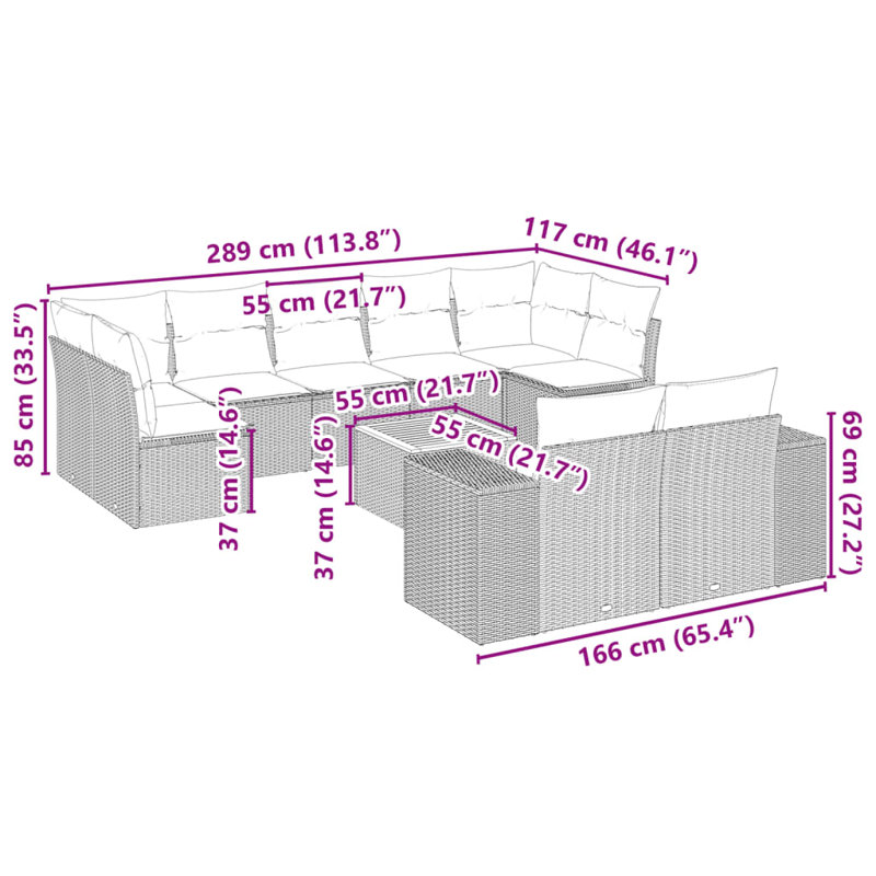 Ensemble de canapé de jardin Vidaxl