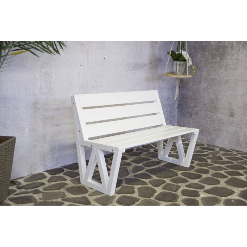 Hasel Manufactured Wood Wood Outdoor Bench, White