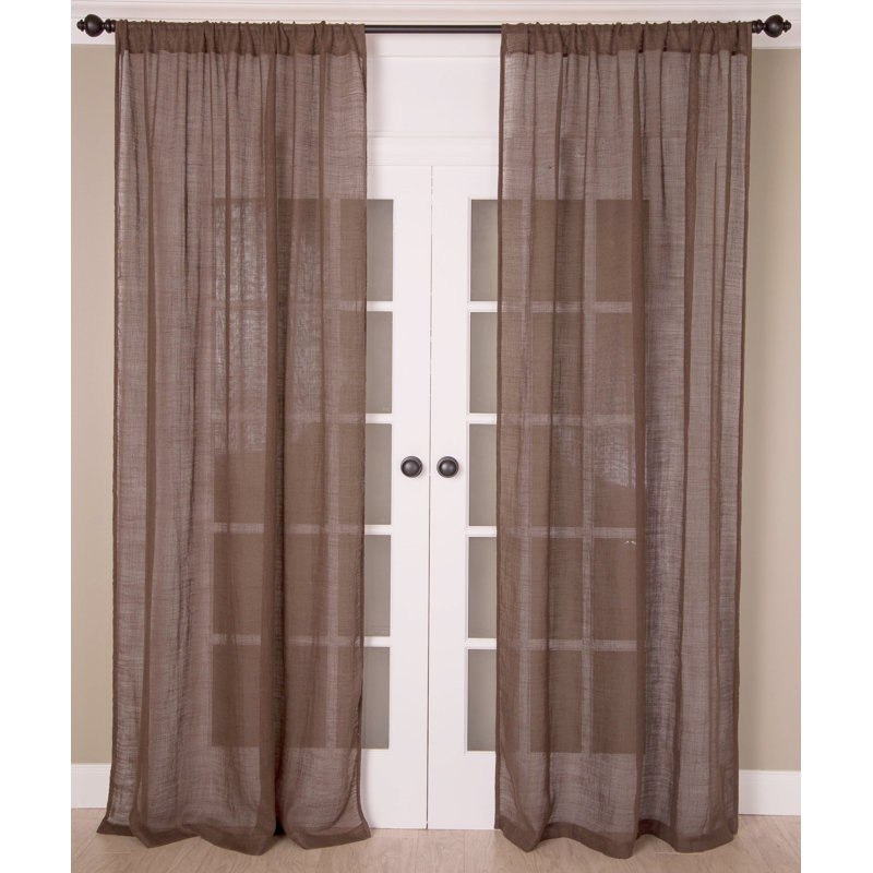 Solid 100% Linen Sheer Rod Pocket Header Curtain Panel for Bedroom & Living Room, 51" W x 108" L, White