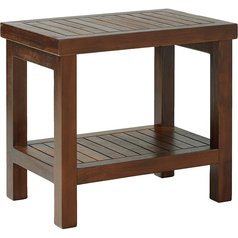 Banc de douche en teck de 19 po avec table d'appoint et table basse Weslaco