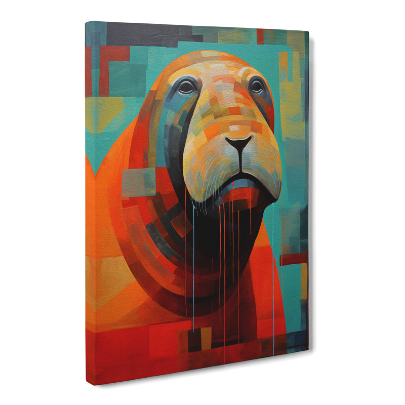 Walrus Constructivism Art - Wrapped Canvas, 50cm H x 35cm W x 3cm D