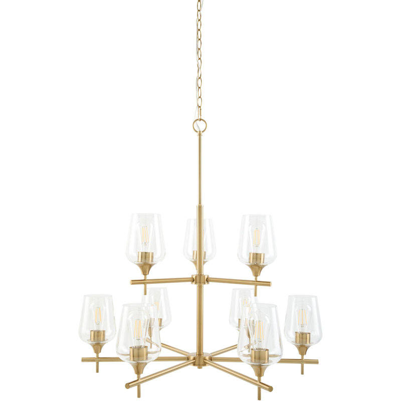 Soileau Chandelier, Brass, White