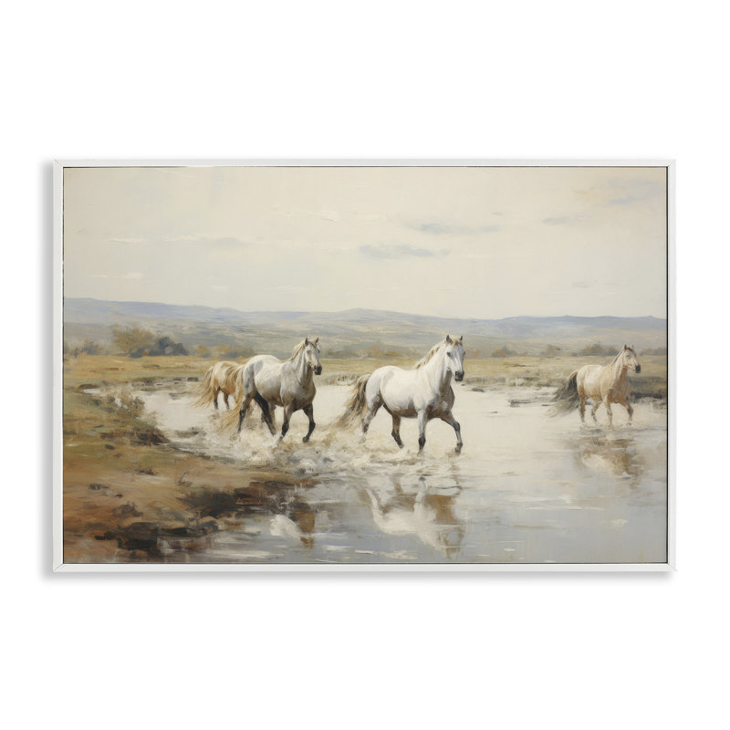 «Free Horses Courir», estampe numérique encadrée par Petal Prints Design, Estampe numérique encadrée blanc bord de mer