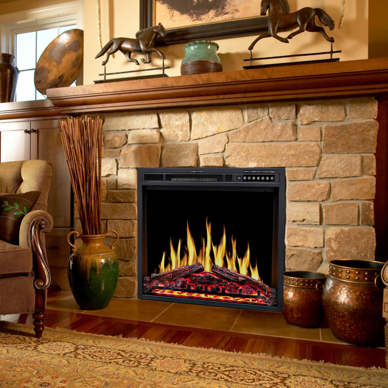 Buerkle Symple Stuff Black Fireplace Insert, 26.02" H x 34" W x 6.5" D