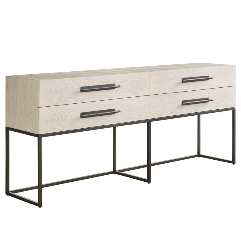 Console en bois massif de 76 po Baxley, Ivoire ivoire