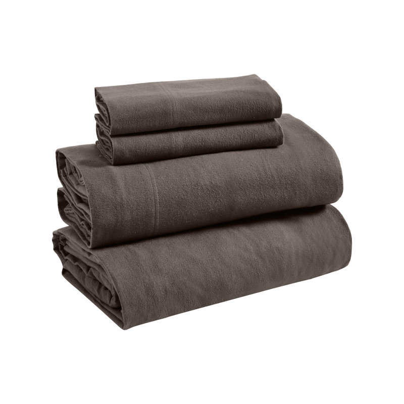 All Season Breathable 100% Flannel Cotton Sheet Set, Twin XL 3pc, Charcoal