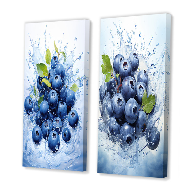 Ballet Blue Berry Ballet Fruit - fruits, ensemble de 2 reproductions d'art mural, Toile tendue, H 40 po x l 41 po