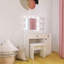 Meuble-lavabo blanc avec luminosité réglable et miroir - chambre à coucher moderne 2 espaces de rangement spacieux pour les lumières 2 tiroirs de maquillage extra profonds
