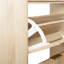 Armoire de rangement pour chaussures avec 2 tiroirs rabattables et armoire latérale, miroir intégré, range-chaussures modulaire 3-en-1 pour vestibule (naturel)