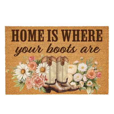 Petal & Plow Floral Boots, Coir Mat, 36"x24"