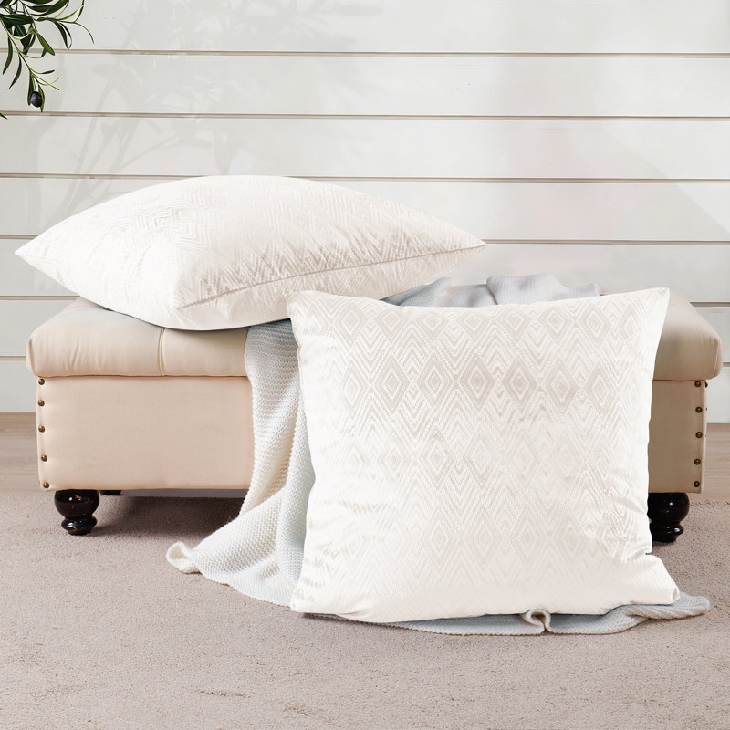 Ikat Velvet Euro Throw Pillow Covers, Gardenia