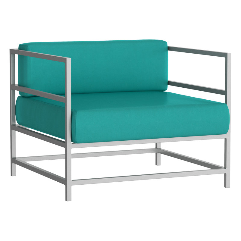 Fauteuil club Delano, non, Toile Aruba Sunbrella®, Argent Kessler