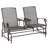 Patio Glider Bench With Center Table In Gray. Metal Frame For Backyard Garden Porch. Double Gliding Relaxation. Breathable Fabric . Supports 726 Lbs. Total.  Outdoor Coffee