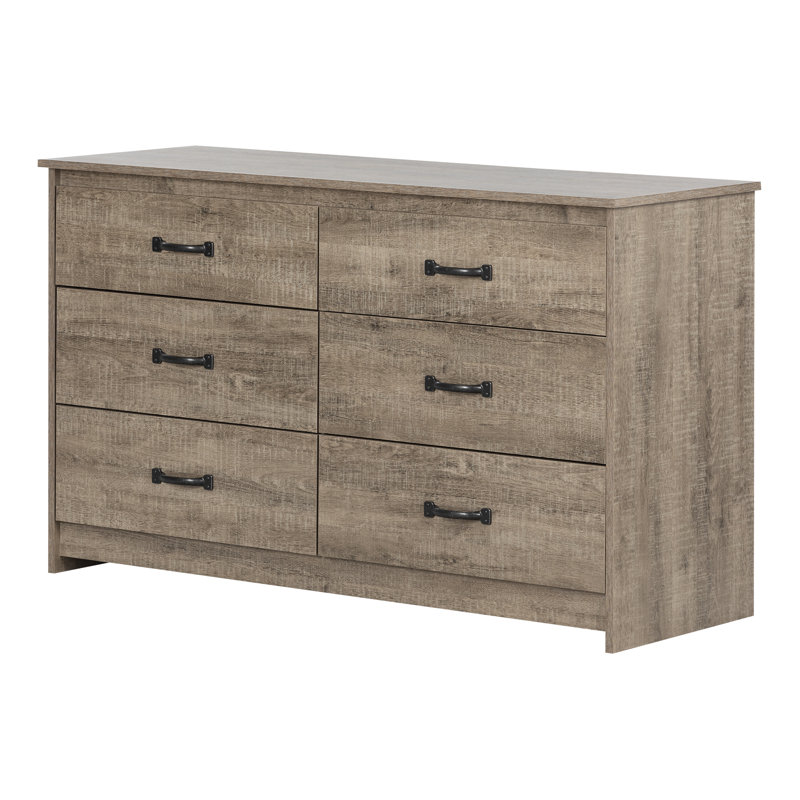 Tassio 6-Drawer Dresser, Weathered Oak