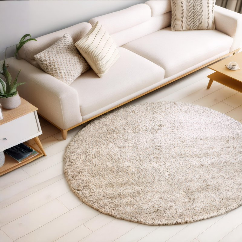 Diano Hand-Woven Shaggy Handmade Polyester Pile Area Rug with Brown, White, Silver Accents, Rectangle 9' x 13'