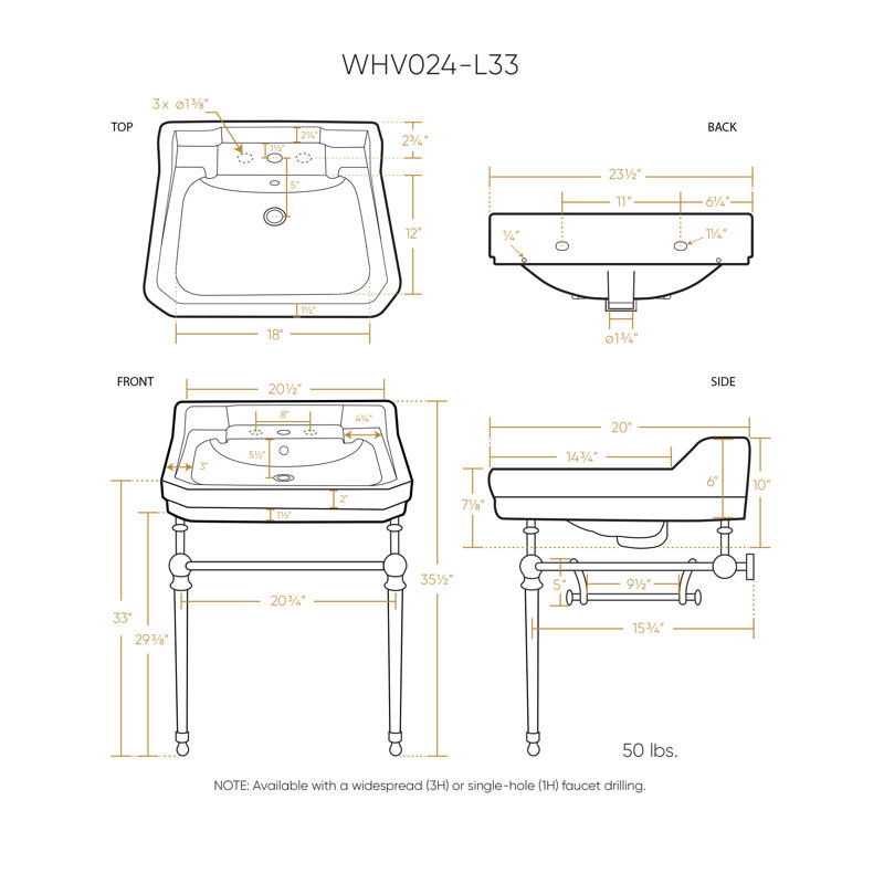 Victoriahaus 23.5" x 20" Rectangular Console Sink with Faucet Drill, Towel Bar, Backsplash, and Overflow, Matte Black