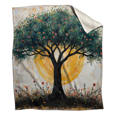 Arbre avec couvertures de fond soleil