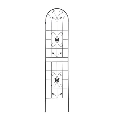 Paquet de 4, treillis antirouille 86,7 po x 19,7 po, support pour fleurs d'extérieur, noir, tuyau rond galvanisé, double rouille pour plantes grimpantes, paquet de 19,7 po, plante grimpante, support antirouille noir