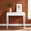 Table de coiffeuse avec tiroir, table de travail blanche 35,4 po / console festonnée pour entrée de chambre à coucher, poignée en laiton brossé