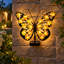 Lampe solaire décorative murale papillon, suspension extérieure en métal de 25 cm (9,8 pouces) pour jardin, terrasse, clôture ou cour.