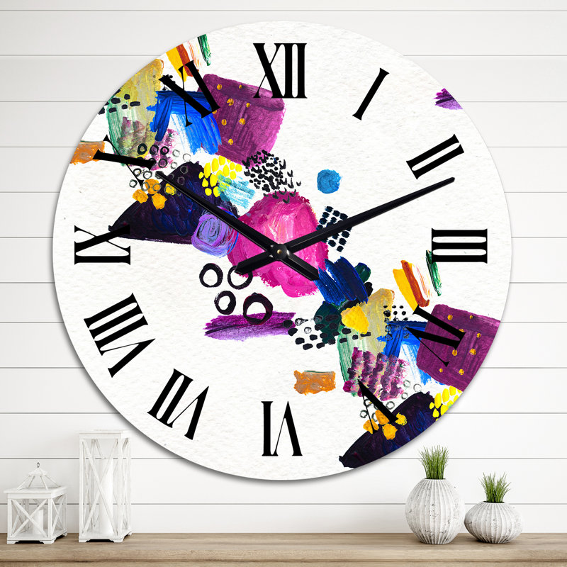 Multicolore motif de peinture sans soudure I - horloge murale moderne, Surdimensionné