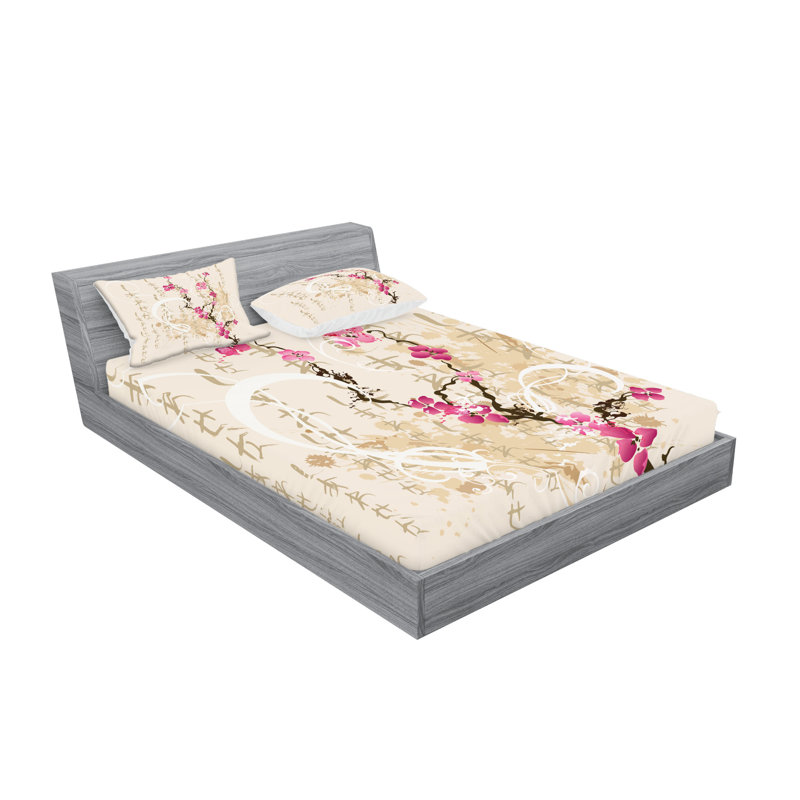 Multicolore ensemble de draps et taies décoratifs japonais Ambesonne, Ensemble de draps pour lit double avec 4 taies d'o