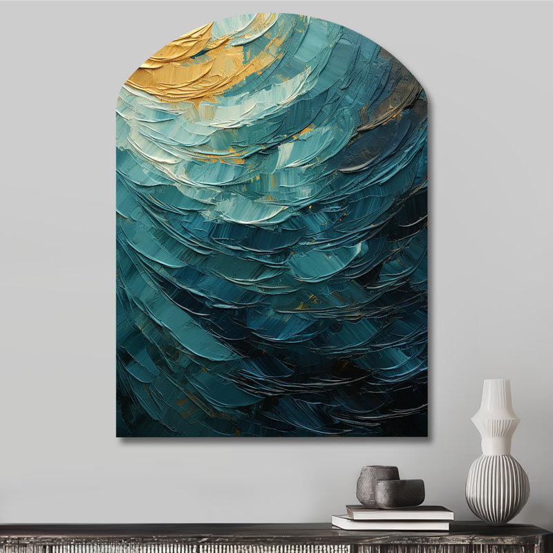 Okehampton - voûte abstraite en spirale, reproduction d'art asymétrique en métal, H 34 po x l 25 po
