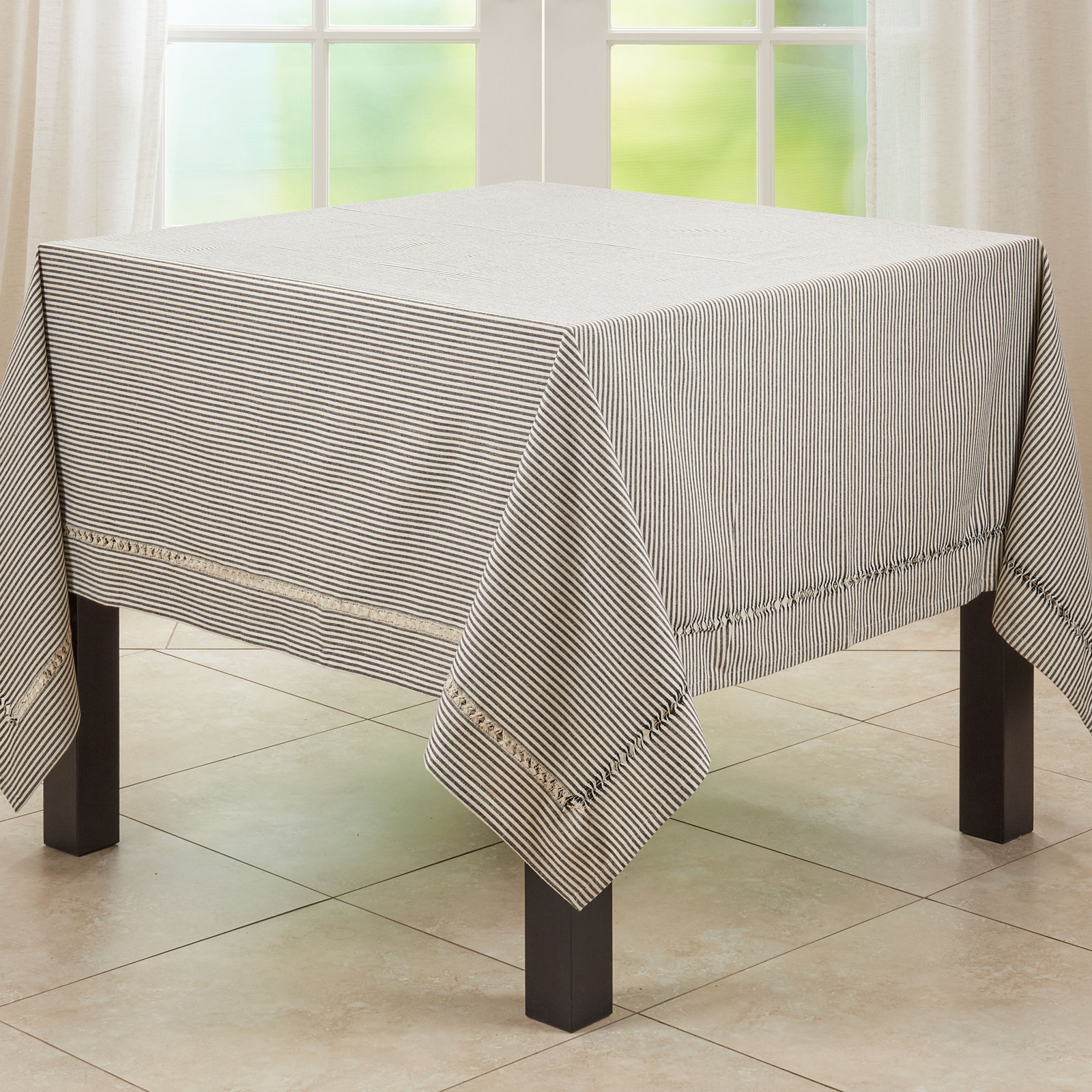 Jaylin Collection Striped Tablecloth, 70"L x 70"W