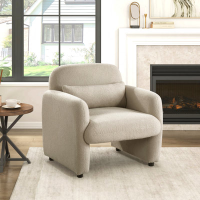 Chaise d'appoint - Taupe de style contemporain dans des bureaux élégants Boucle enveloppée de tissu revêtu de tissu avec cadre en contreplaqué Coussin de salon confortable