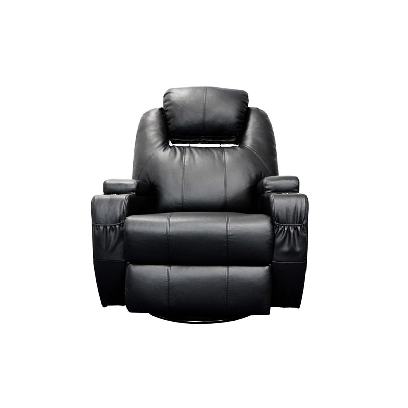 Fauteuil de massage chauffant en similicuir, Similicuir noir