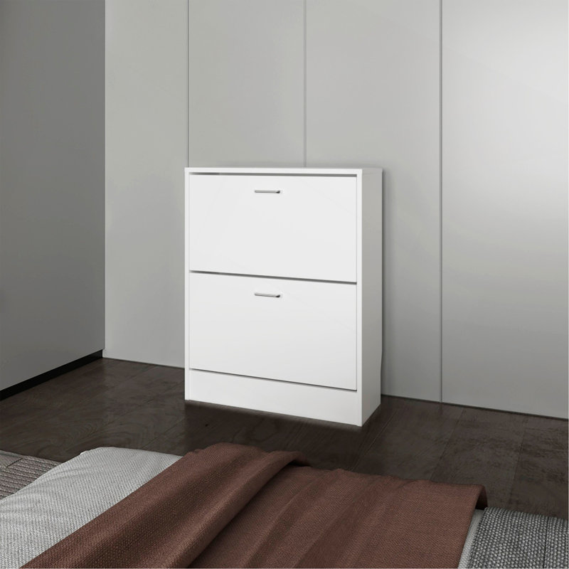 Range-chaussures avec 2 portes basculantes, Blanc