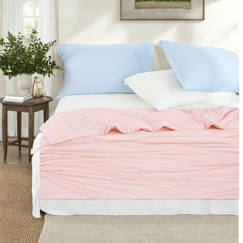 Ensemble d'édredon Cooling Pink, confortable toutes saisons, 90 x 90 pouces