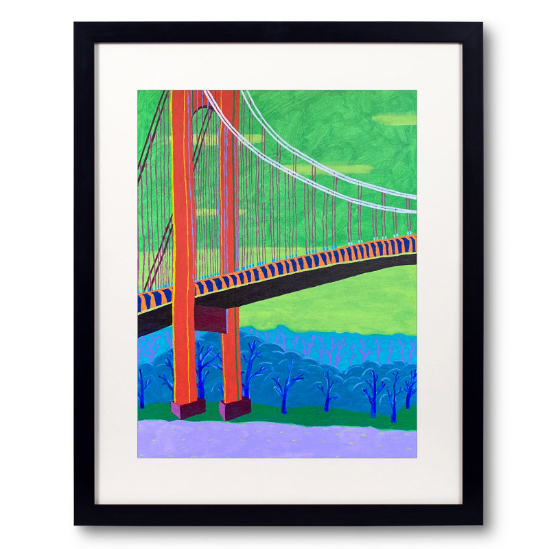Verrazzano-Narrows Bridge Print by Sue Graef, Black Framed Paper, 21.25" H x 17.25" W