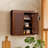Modern Boho Over-the-Toilet Storage Wall Cabinet with 2 Rattan Inlay Doors, Adjustable Shelves & Solid Wood-1076687722