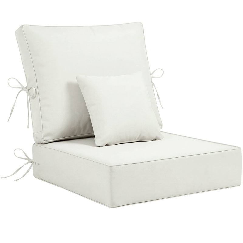 Outdoor Chair Cushions 24 x 24  x 6  Inch, Outdoor Replacement Cushion Set, Back & Seat Patio Cushions for Outdoor Furniture,  Weather Resistant Patio Chair Cushions with Removable Cover and Straps, Beige
