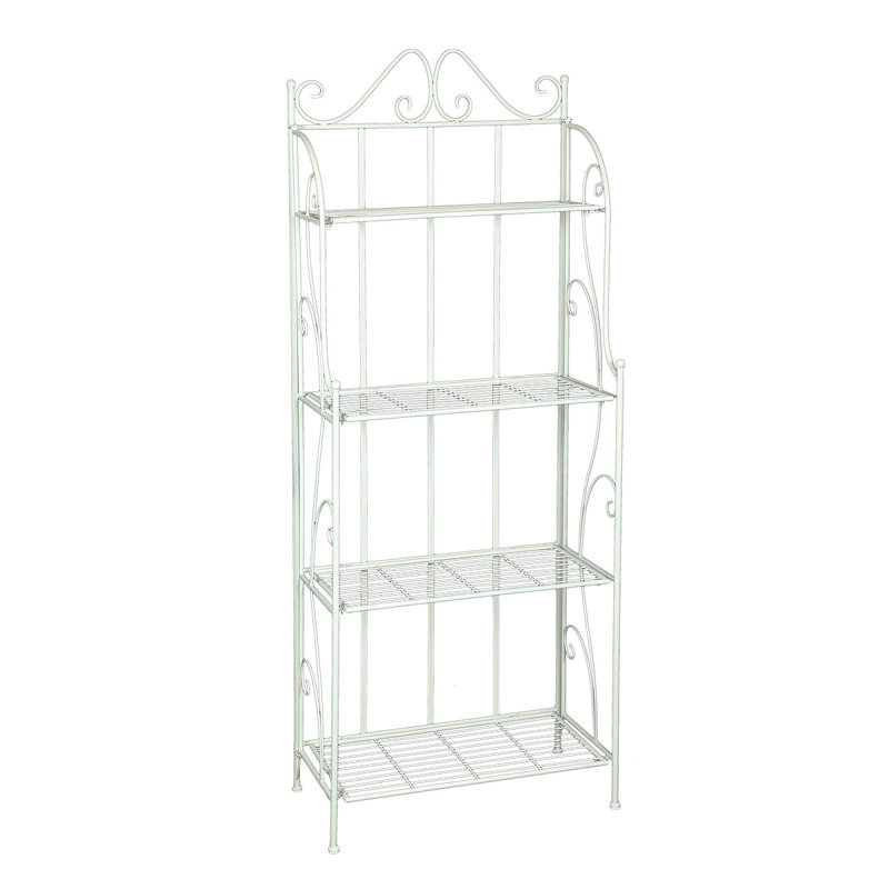 Galan 161 cm H x 61 cm W Iron Etagere Bookcase, Antique white