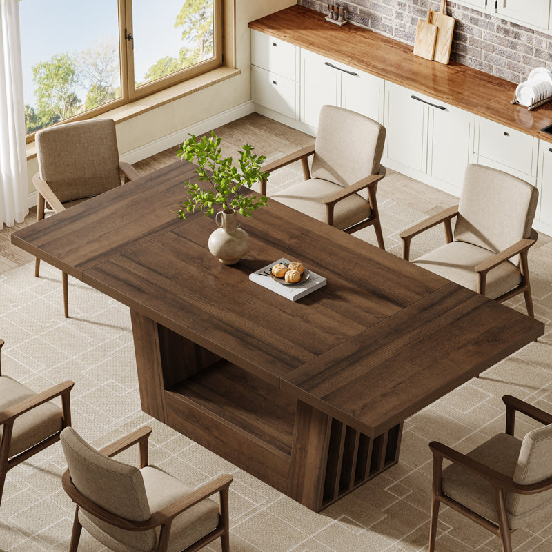 63-inch Farmhouse Dining Room Table, Rectangular Kitchen Table for 4-6