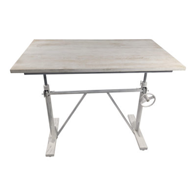 Modern White 48" x 30" Adjustable Crank Writing Desk