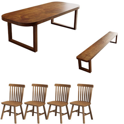 Ensemble de table de salle à manger en bois massif de style nordique