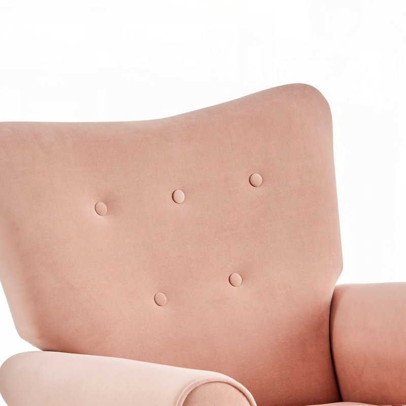 Chaise berçante en velours, Rose