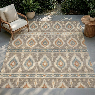 Tapis géométrique Shuana ACN3070 lavable à la machine pour intérieur/extérieur