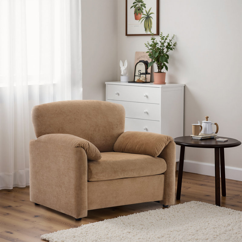 Fauteuil avec canapé simple pour le salon, Chenille brun